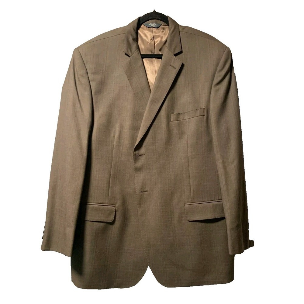 Pronto Uomo Sport Coat Mens 50R Wool Brown Two Button Double Vented Window Pane